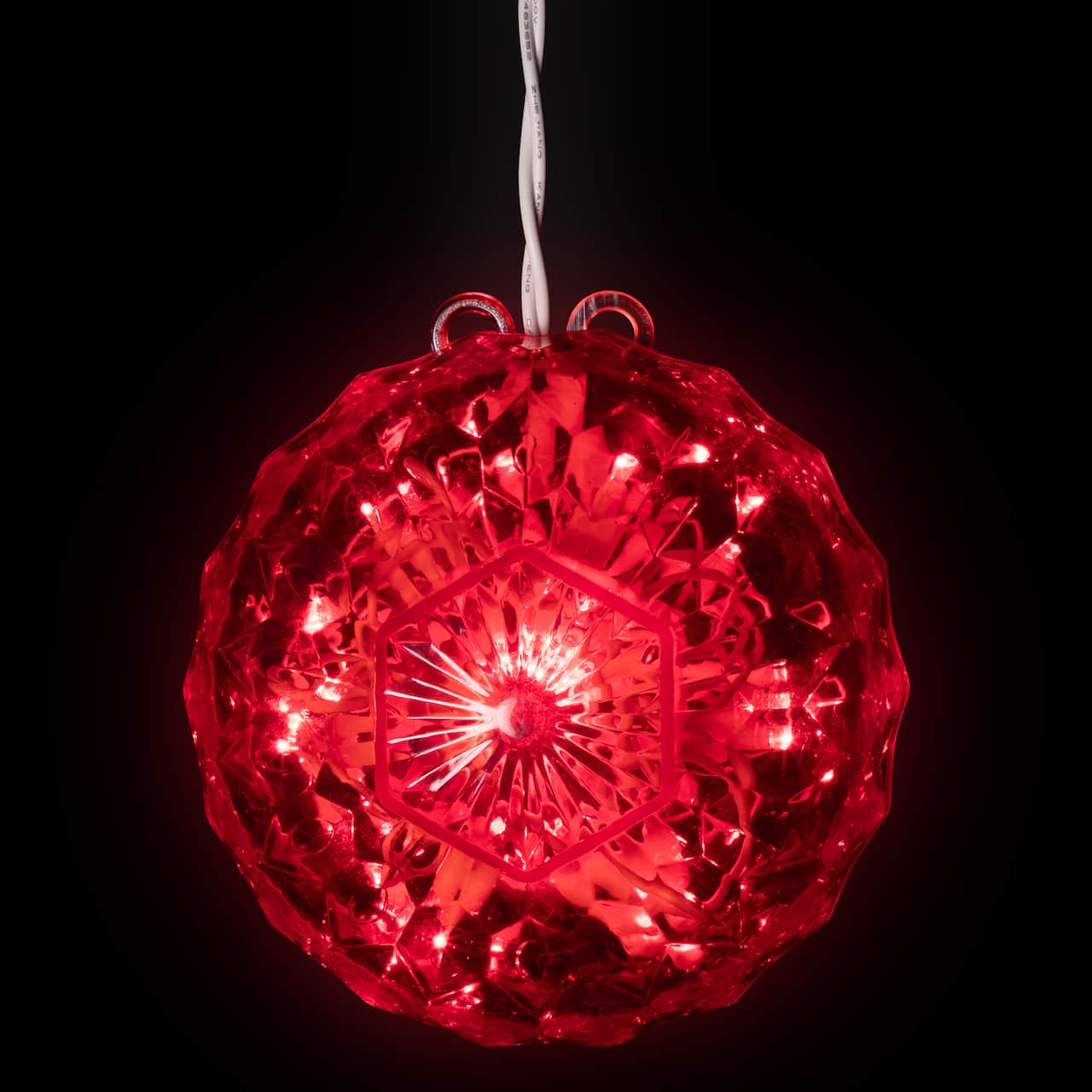 6" Red LED Hanging Crystal Sphere Ball Outdoor Decoration